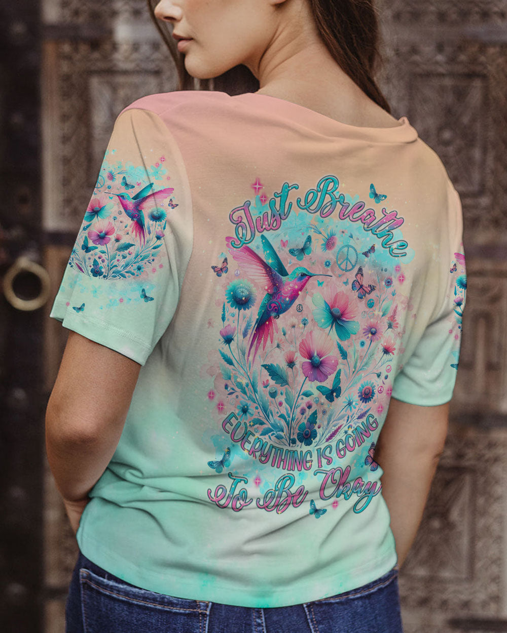 JUST BREATHE HUMMINGBIRD ALL OVER PRINT - TLNT2404241