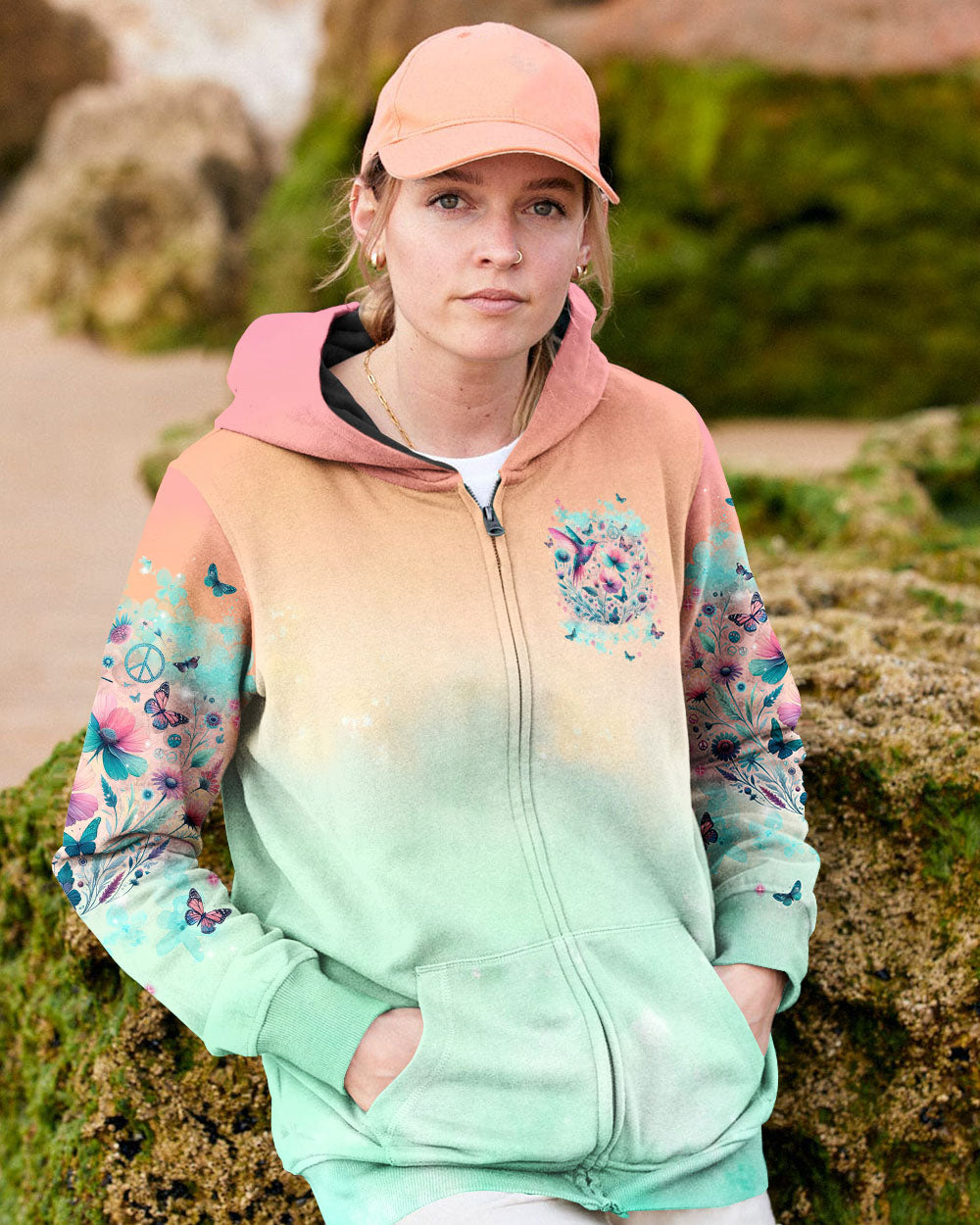 JUST BREATHE HUMMINGBIRD ALL OVER PRINT - TLNT2404241