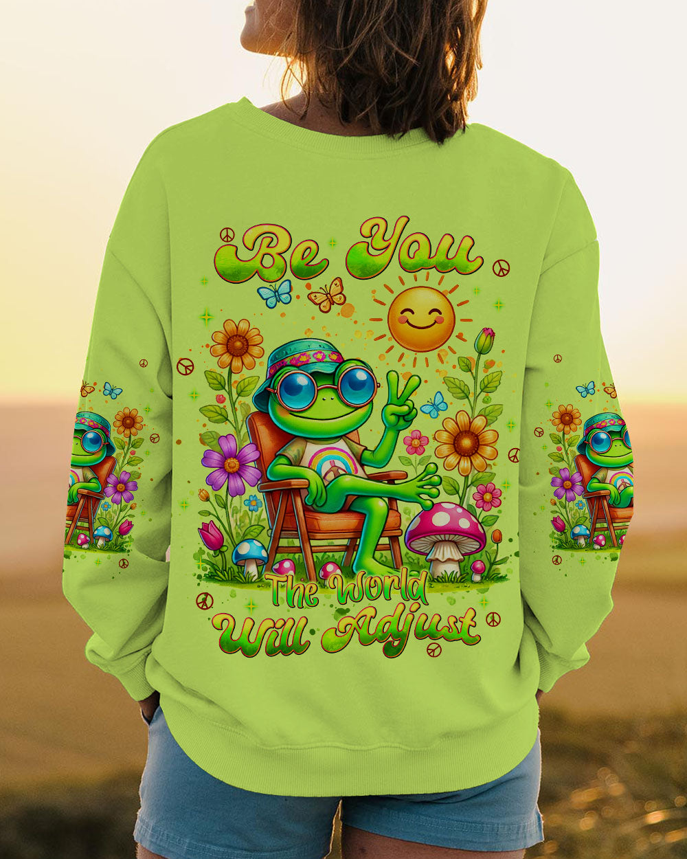 BE YOU THE WORLD WILL ADJUST FROG ALL OVER PRINT - TLNT2407243