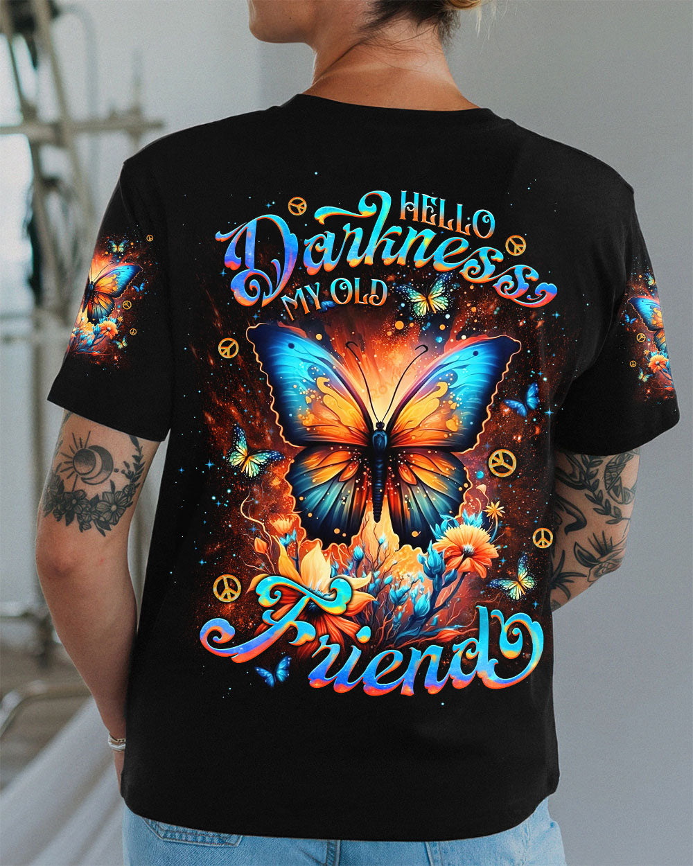 HELLO DARKNESS MY OLD FRIEND BUTTERFLY ALL OVER PRINT - TLNT2509251