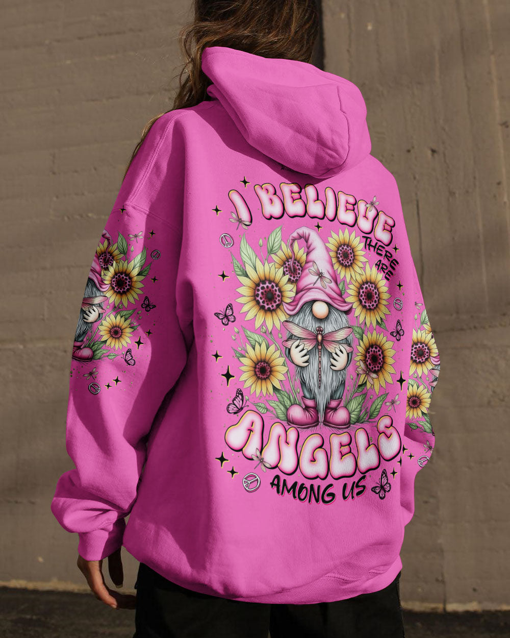 I BELIEVE THERE ARE ANGELS AMONG US GNOME SUNFLOWER ALL OVER PRINT - TLNT2511252