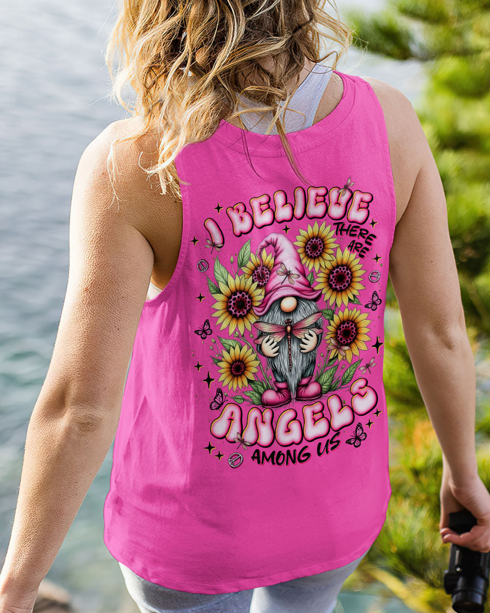 I BELIEVE THERE ARE ANGELS AMONG US GNOME SUNFLOWER ALL OVER PRINT - TLNT2511252