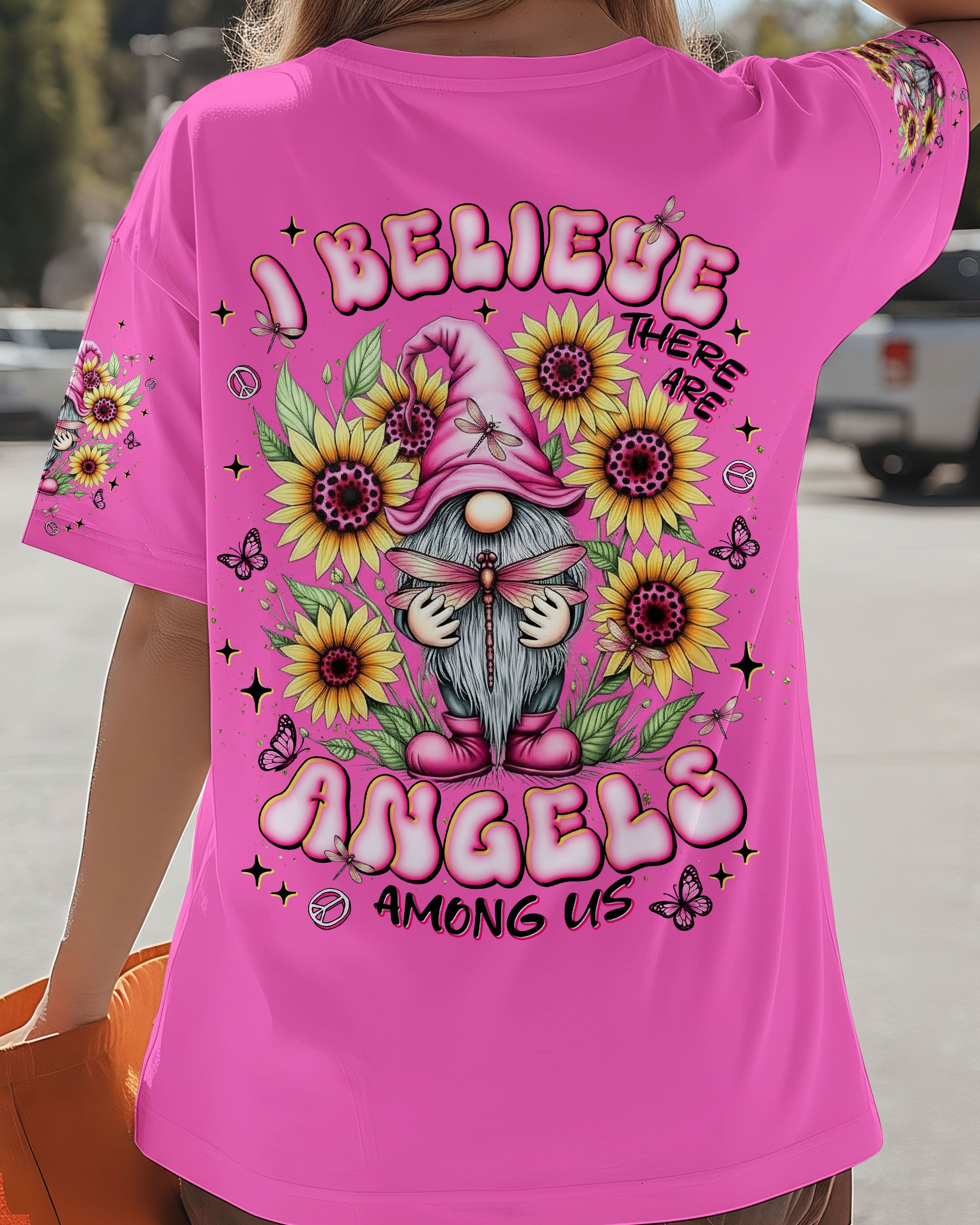 I BELIEVE THERE ARE ANGELS AMONG US GNOME SUNFLOWER ALL OVER PRINT - TLNT2511252