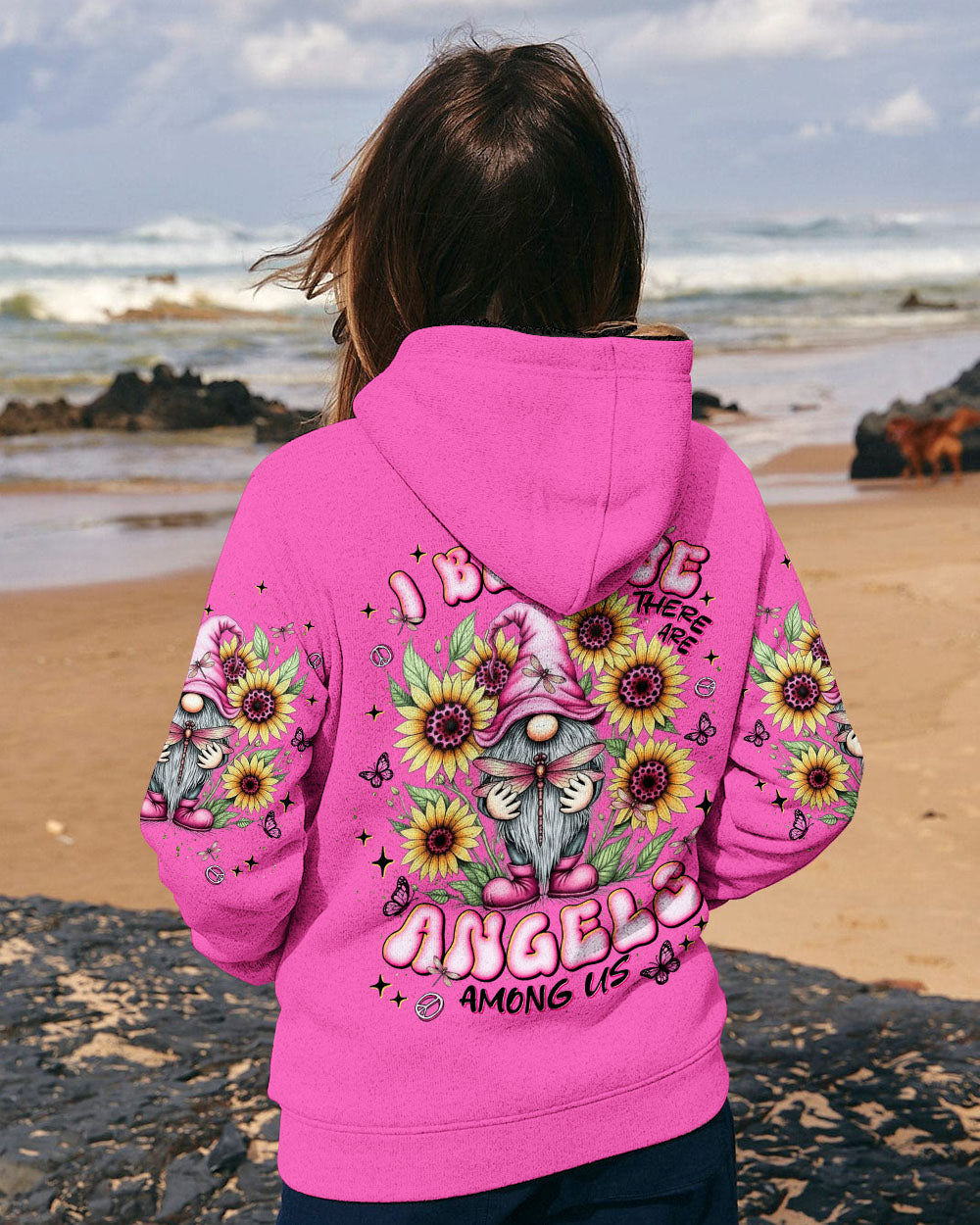 I BELIEVE THERE ARE ANGELS AMONG US GNOME SUNFLOWER ALL OVER PRINT - TLNT2511252