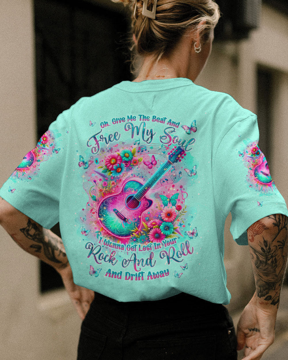 GIVE ME THE BEAT AND FREE MY SOUL GUITAR ALL OVER PRINT - TLNT2601241