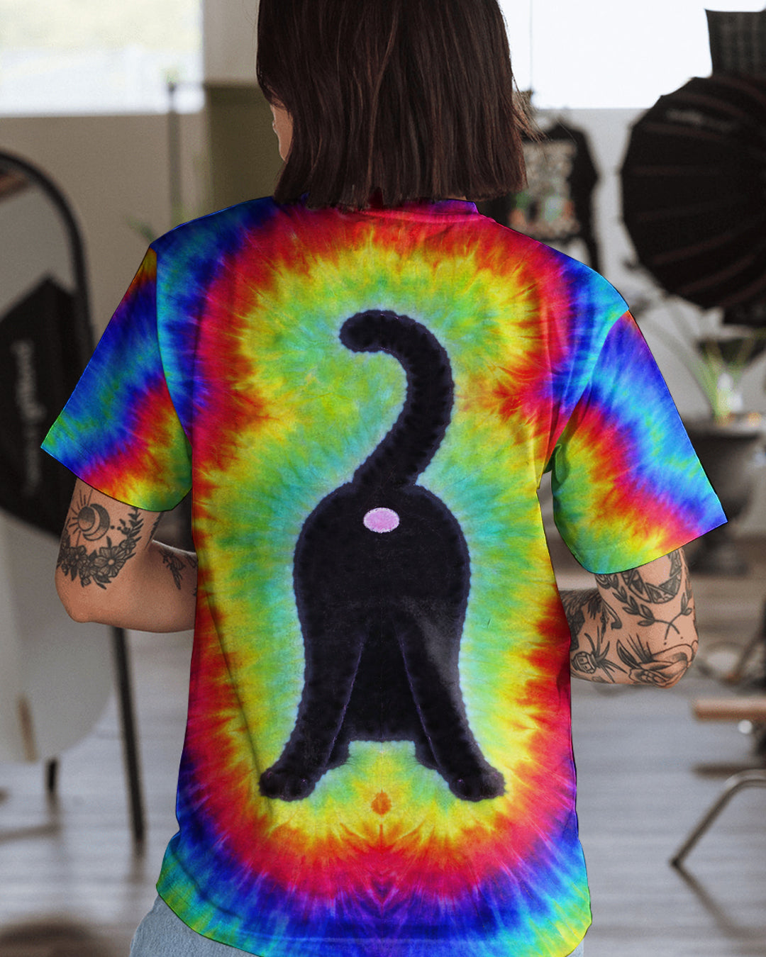 BLACK CAT PLAYFUL  SWIRL ALL OVER PRINT  - TLNT2801261