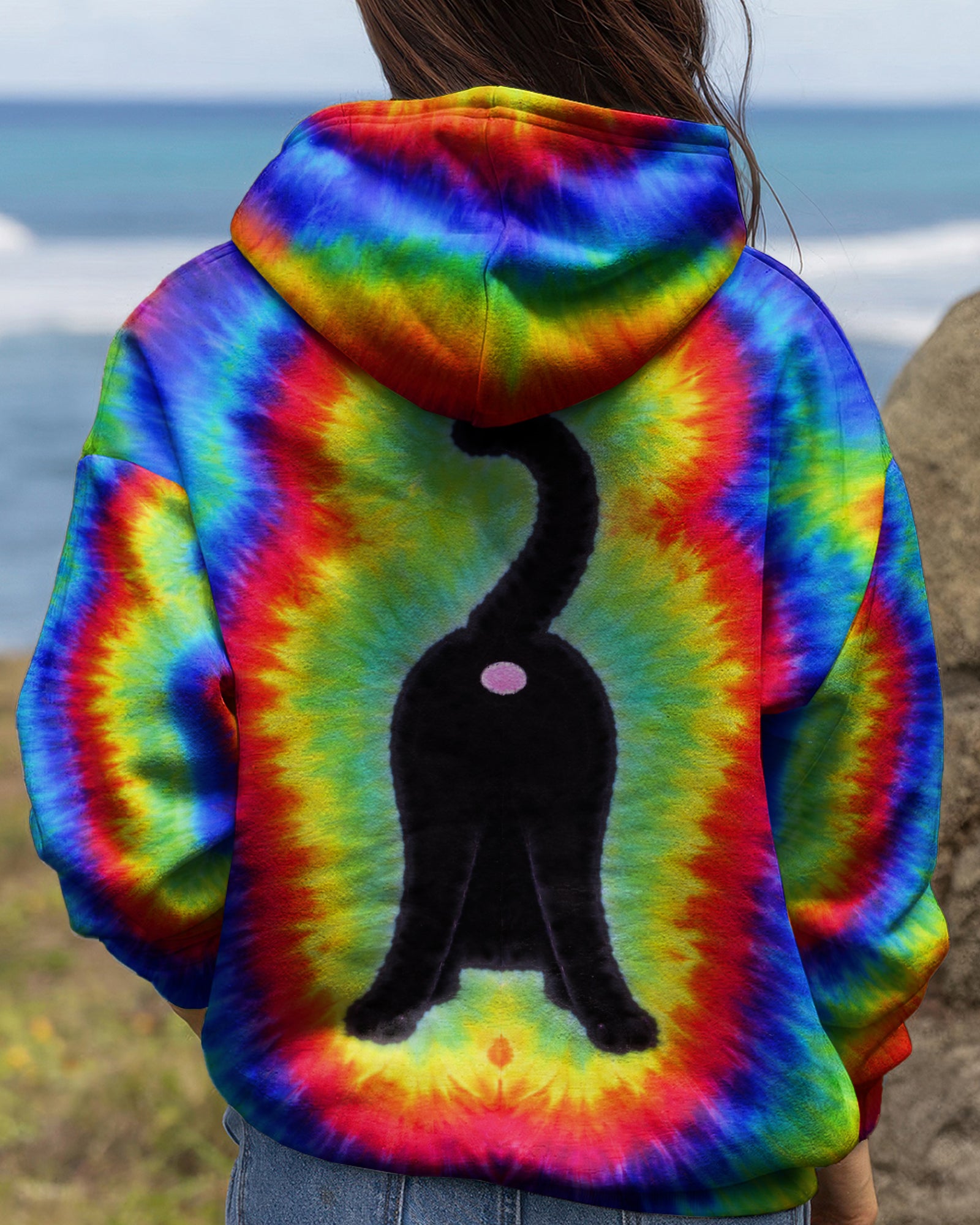 BLACK CAT PLAYFUL  SWIRL ALL OVER PRINT  - TLNT2801261