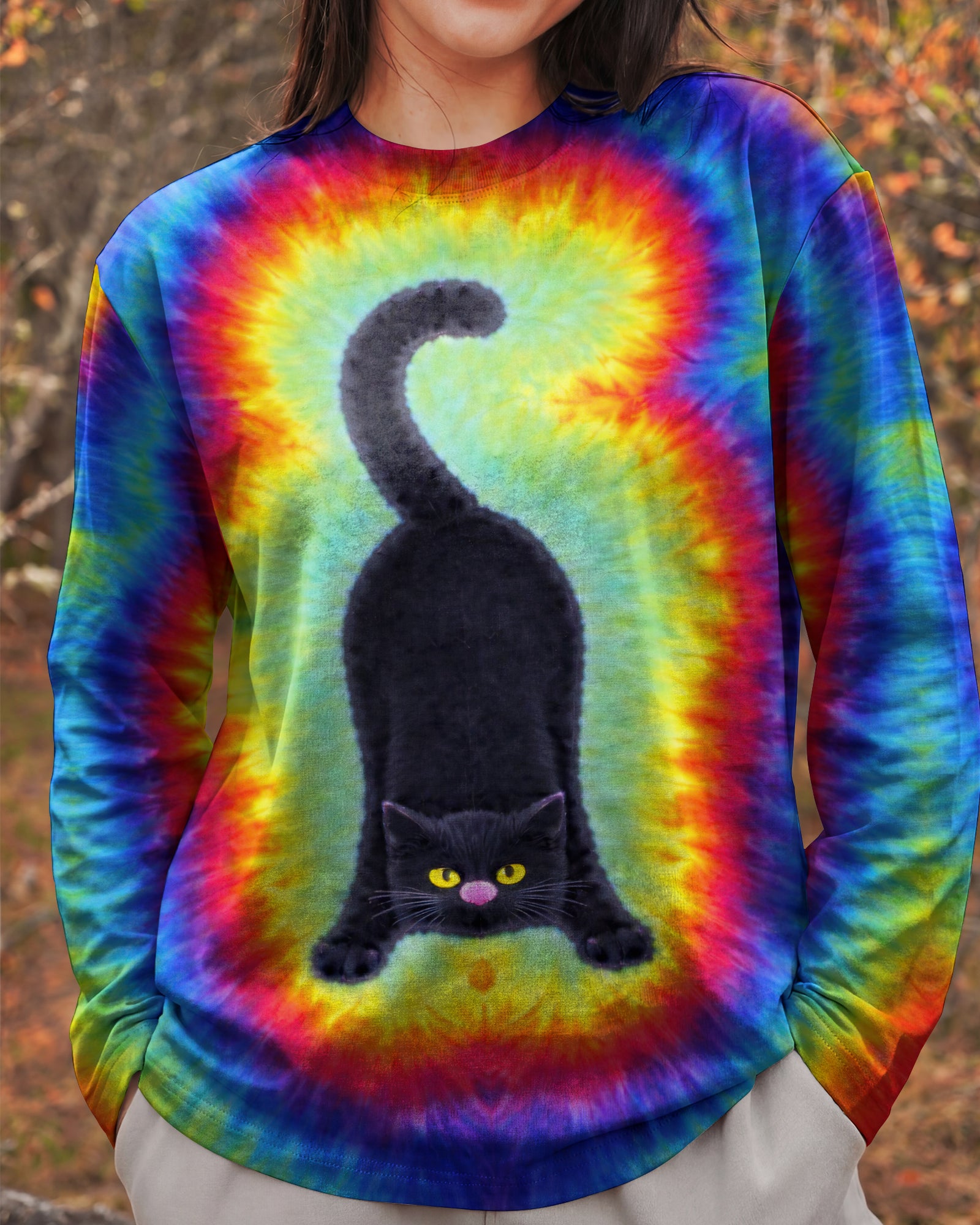 BLACK CAT PLAYFUL  SWIRL ALL OVER PRINT  - TLNT2801261