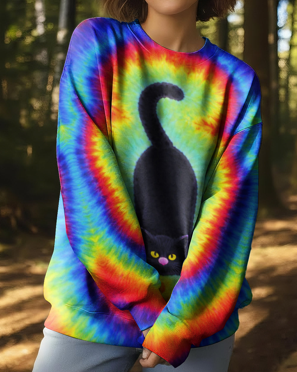 BLACK CAT PLAYFUL  SWIRL ALL OVER PRINT  - TLNT2801261