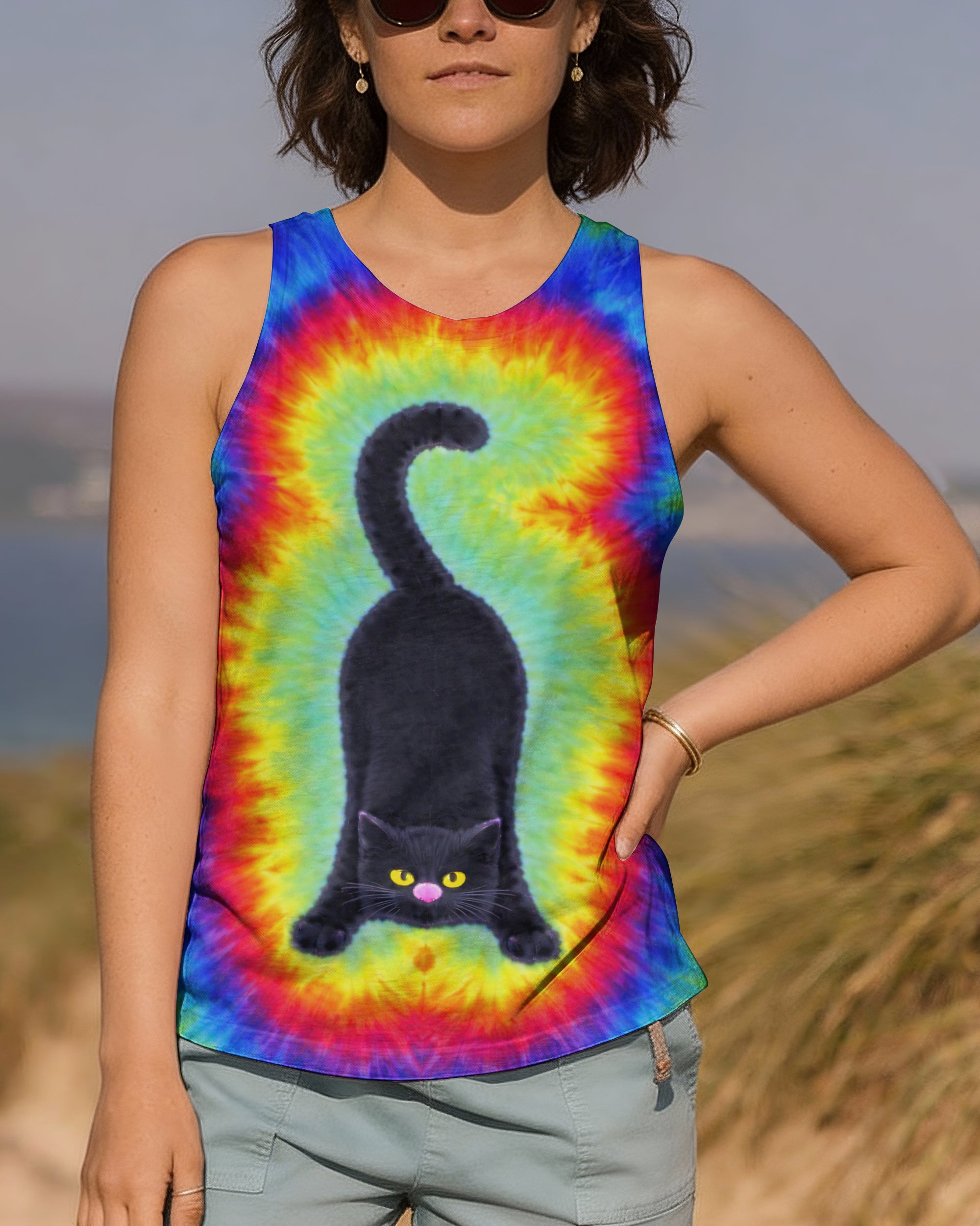 BLACK CAT PLAYFUL  SWIRL ALL OVER PRINT  - TLNT2801261
