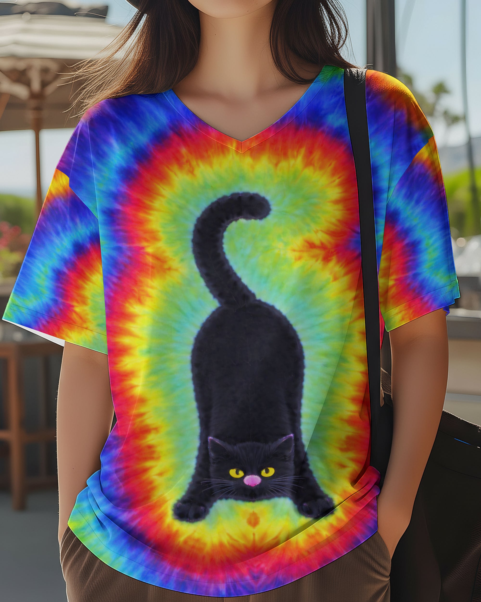 BLACK CAT PLAYFUL  SWIRL ALL OVER PRINT  - TLNT2801261