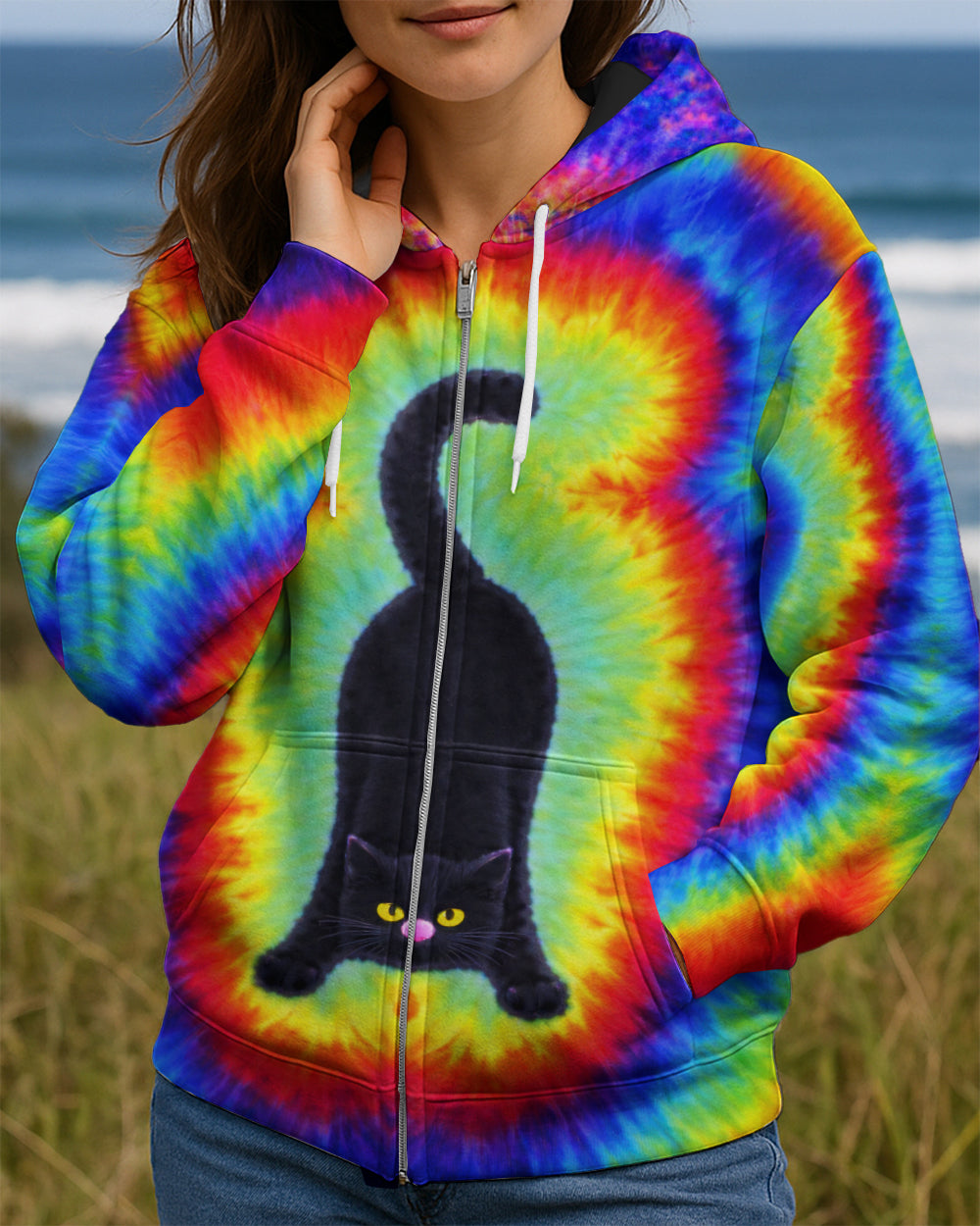 BLACK CAT PLAYFUL  SWIRL ALL OVER PRINT  - TLNT2801261