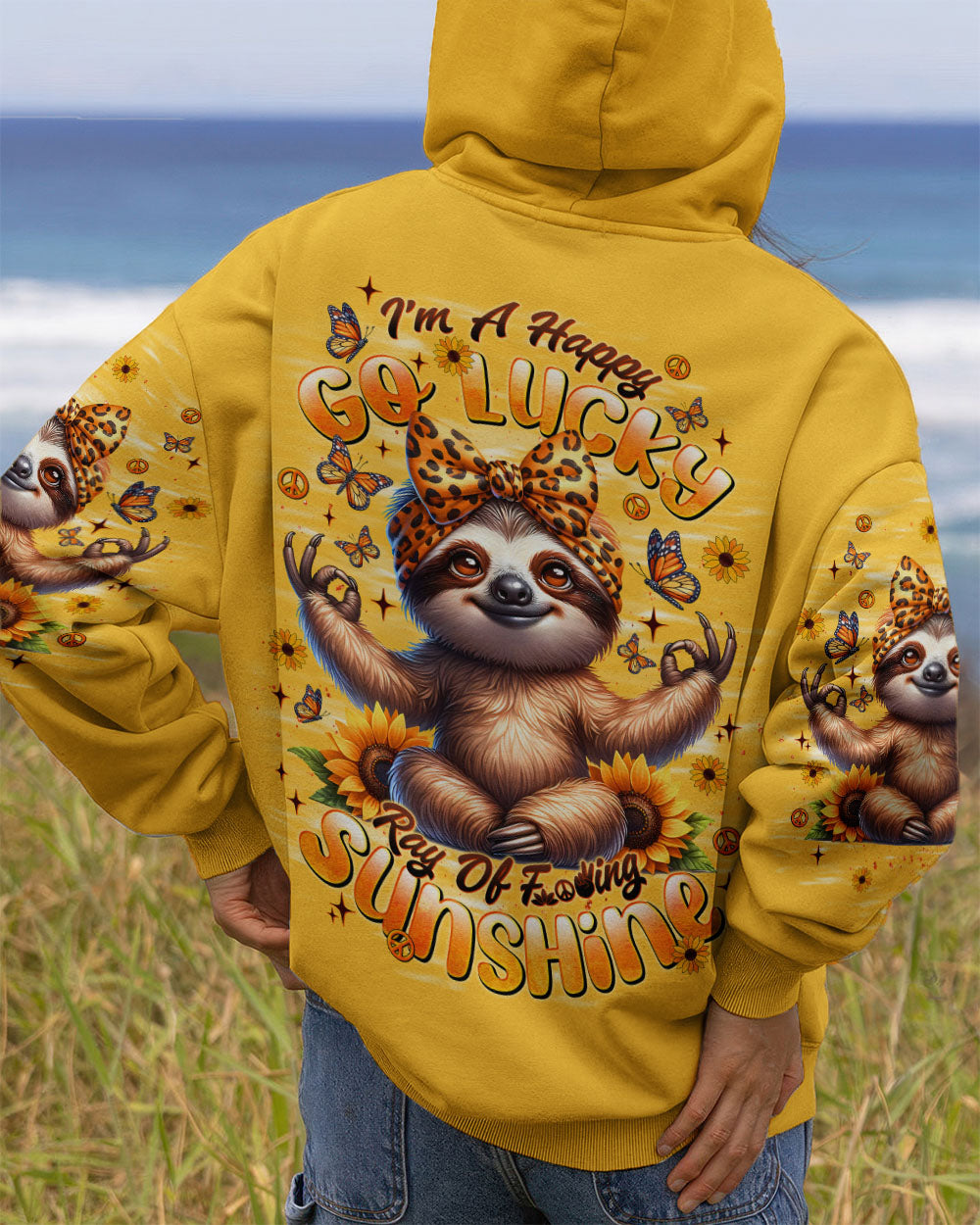I'M A HAPPY GO LUCKY SLOTH SUNFLOWER ALL OVER PRINT - TLNT2810251