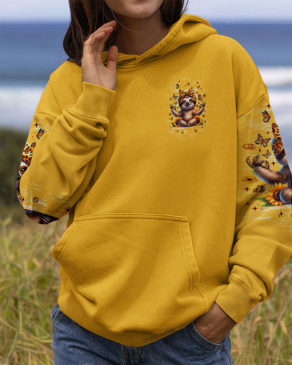 I'M A HAPPY GO LUCKY SLOTH SUNFLOWER ALL OVER PRINT - TLNT2810251