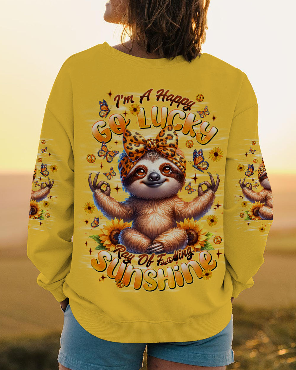 I'M A HAPPY GO LUCKY SLOTH SUNFLOWER ALL OVER PRINT - TLNT2810251