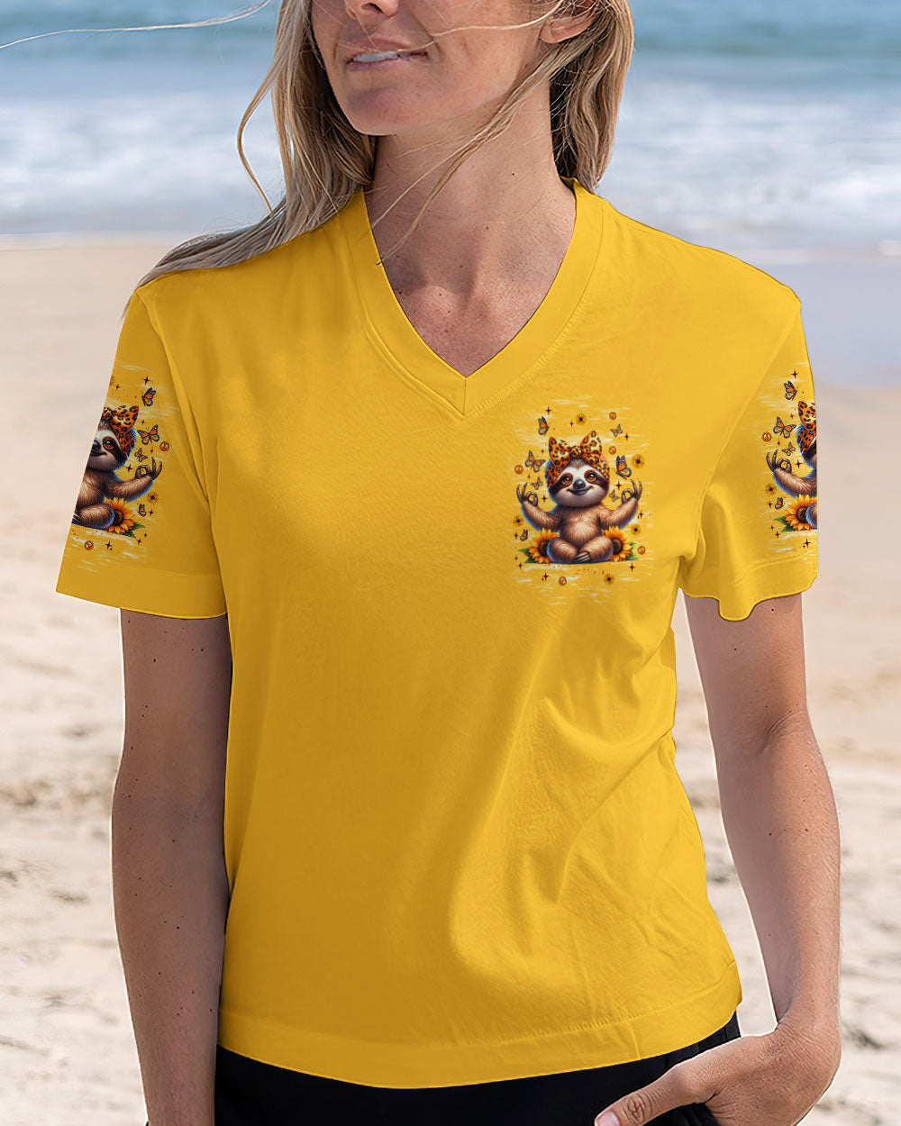 I'M A HAPPY GO LUCKY SLOTH SUNFLOWER ALL OVER PRINT - TLNT2810251