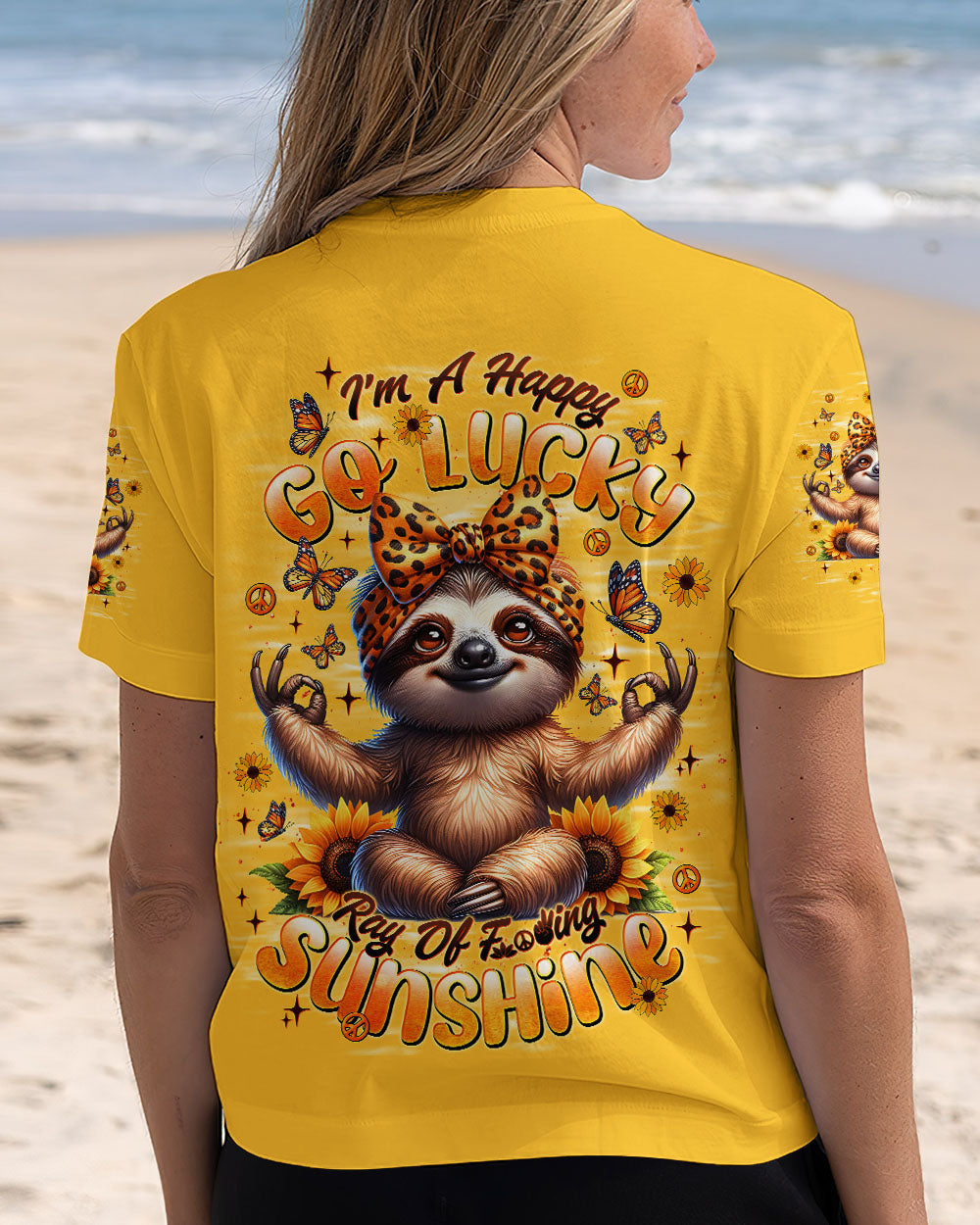 I'M A HAPPY GO LUCKY SLOTH SUNFLOWER ALL OVER PRINT - TLNT2810251