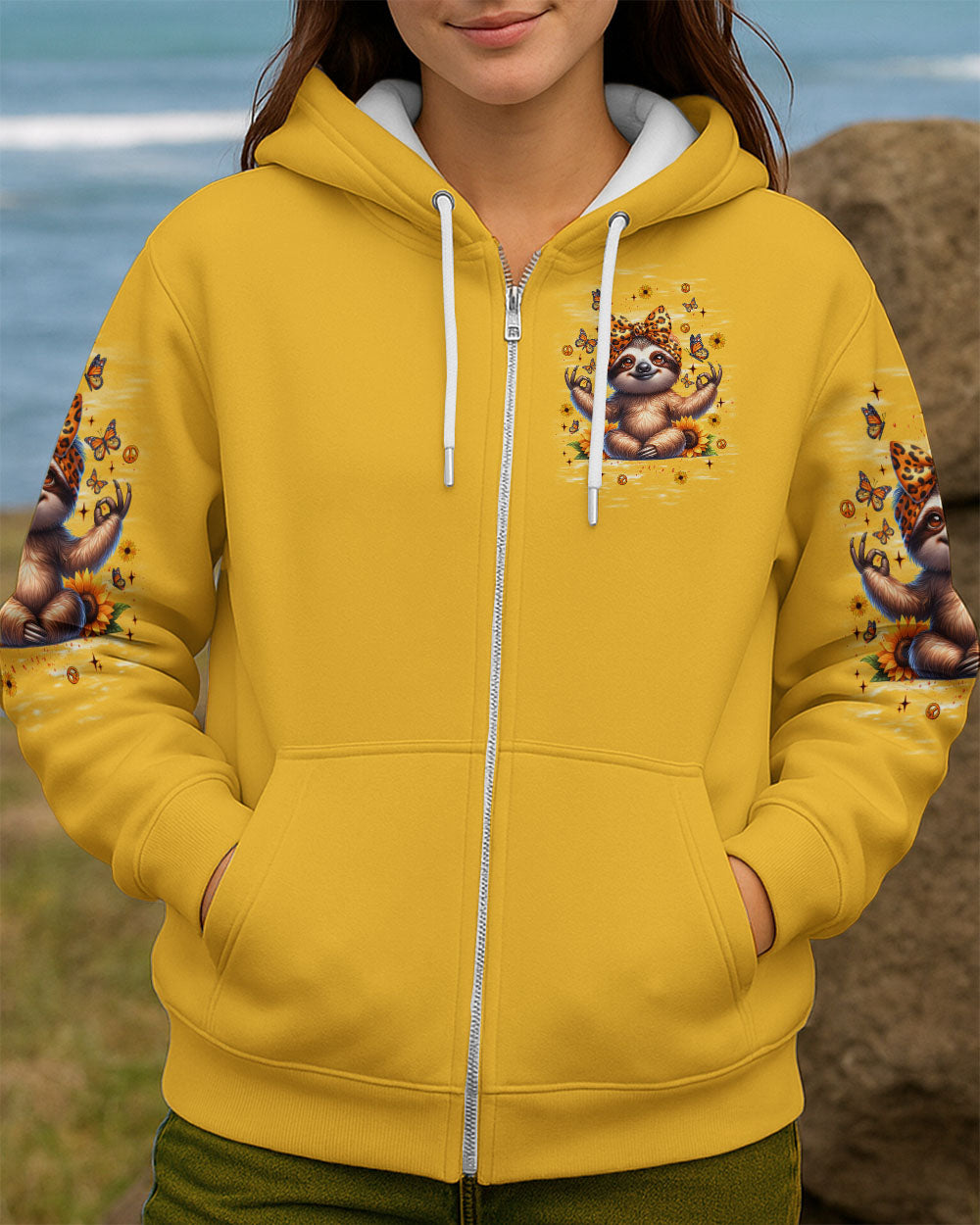 I'M A HAPPY GO LUCKY SLOTH SUNFLOWER ALL OVER PRINT - TLNT2810251
