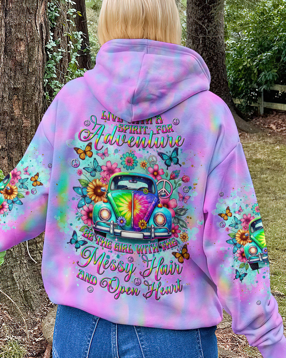 MESSY HAIR AND OPEN HEART HIPPIE CAR ALL OVER PRINT  - TLNT2811244