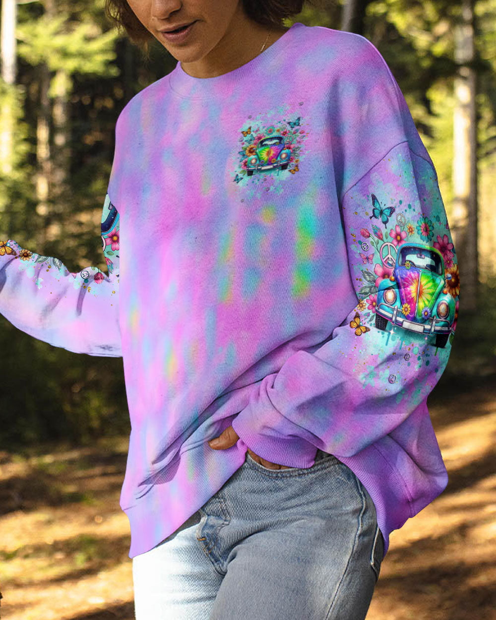 MESSY HAIR AND OPEN HEART HIPPIE CAR ALL OVER PRINT  - TLNT2811244