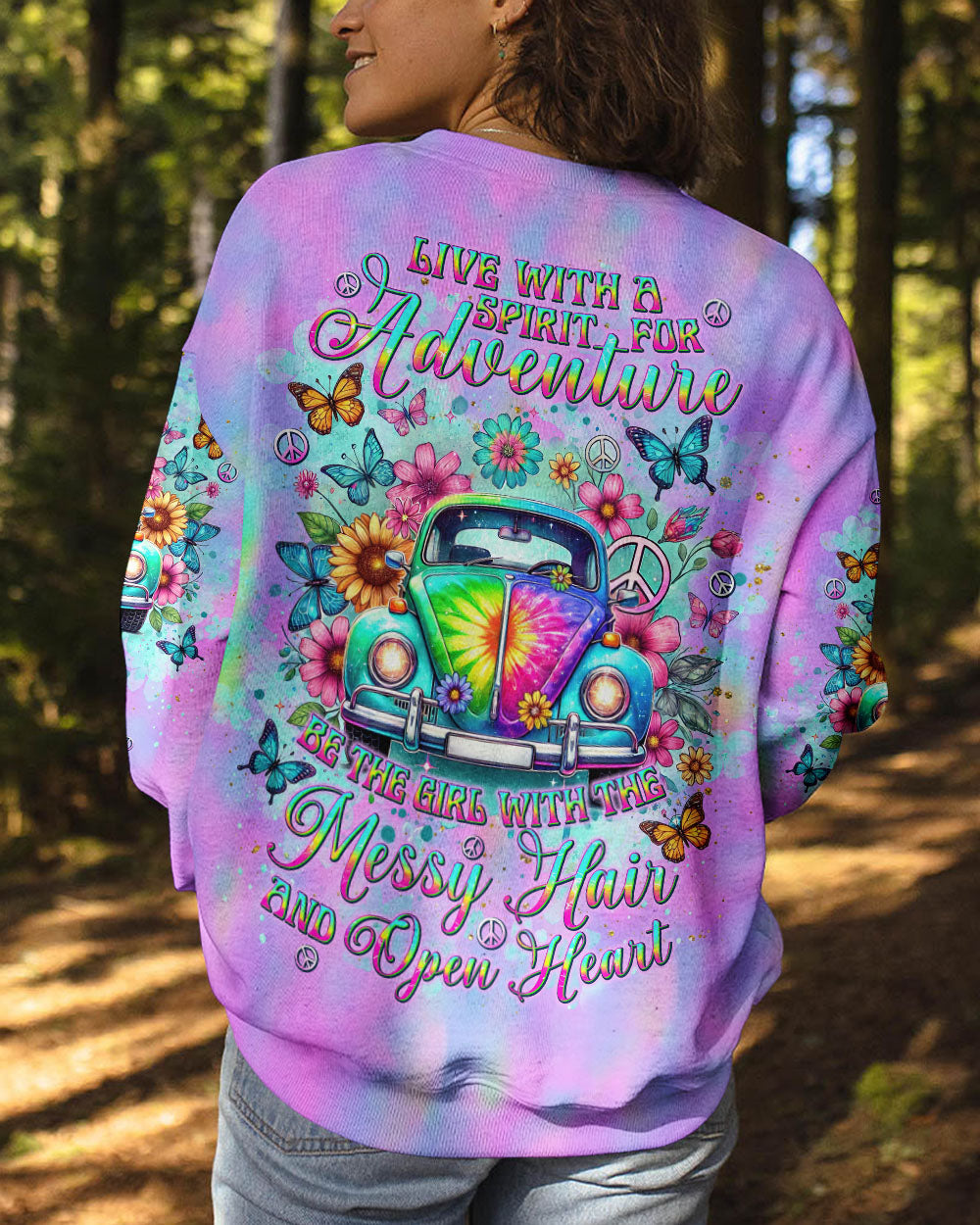MESSY HAIR AND OPEN HEART HIPPIE CAR ALL OVER PRINT  - TLNT2811244