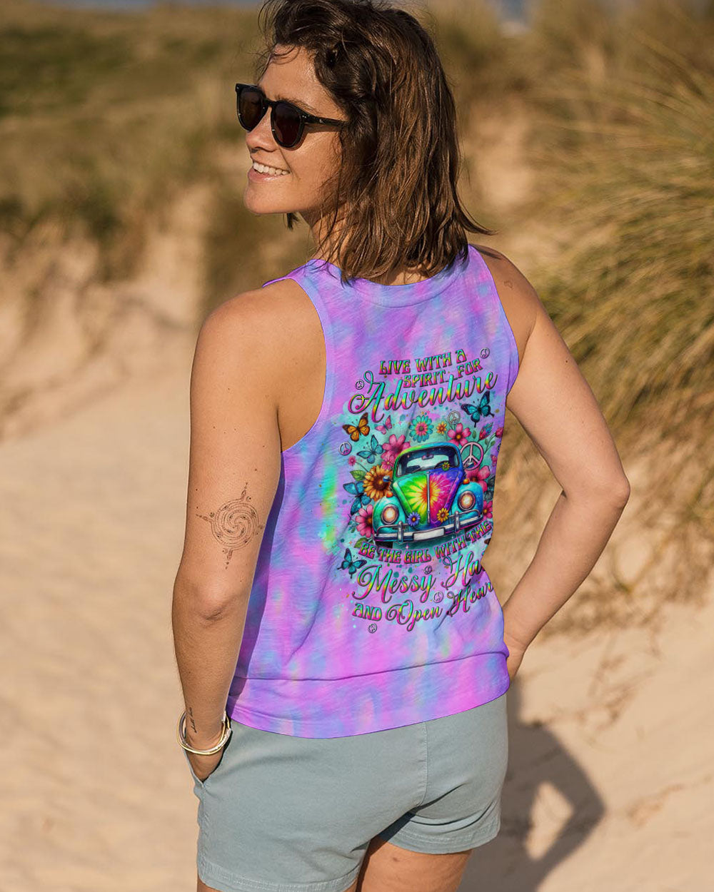 MESSY HAIR AND OPEN HEART HIPPIE CAR ALL OVER PRINT  - TLNT2811244