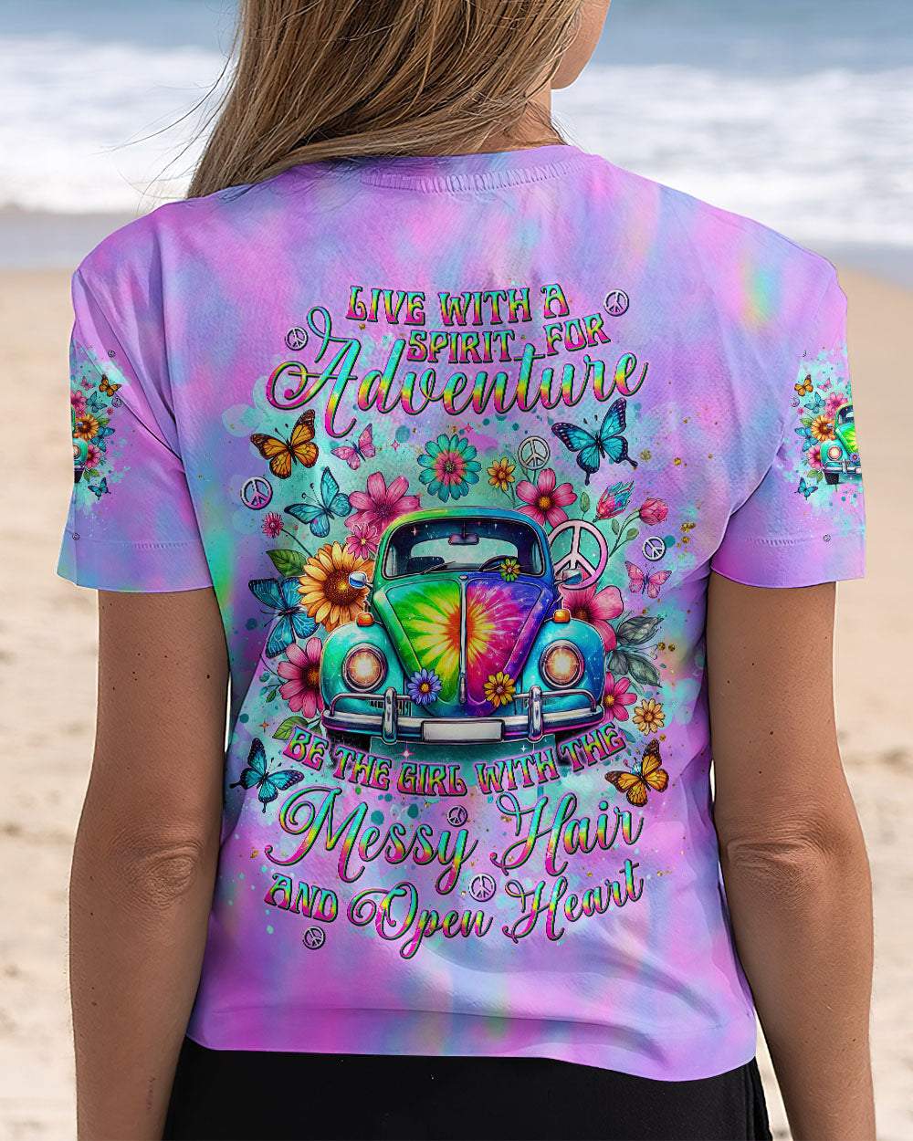 MESSY HAIR AND OPEN HEART HIPPIE CAR ALL OVER PRINT  - TLNT2811244
