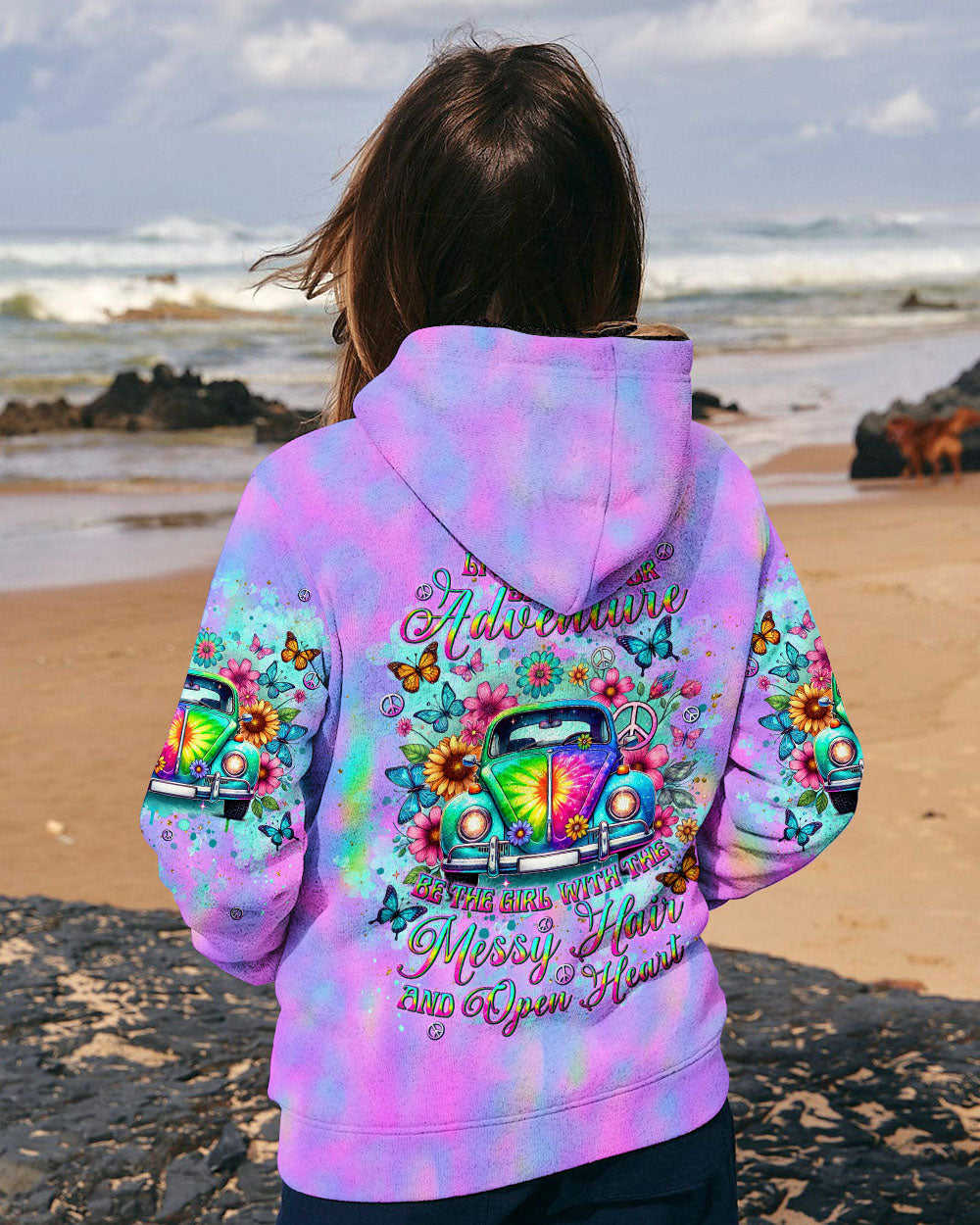 MESSY HAIR AND OPEN HEART HIPPIE CAR ALL OVER PRINT  - TLNT2811244