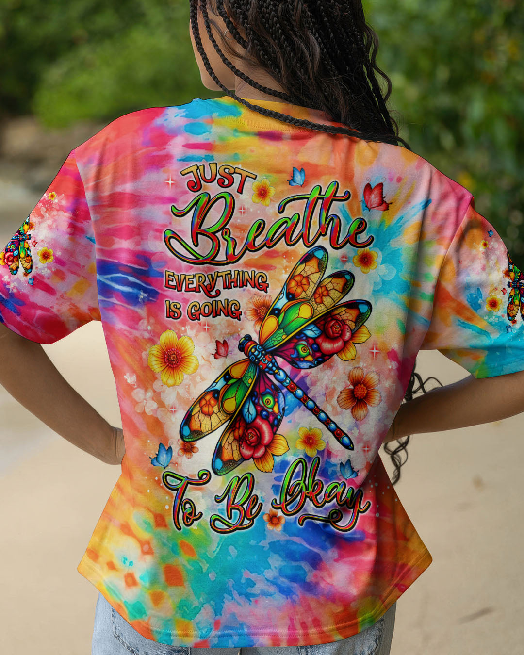 JUST BREATHE DRAGONFLY TIE DYE ALL OVER PRINT - TLNT2904251