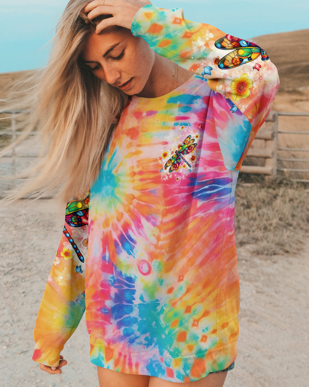 JUST BREATHE DRAGONFLY TIE DYE ALL OVER PRINT - TLNT2904251
