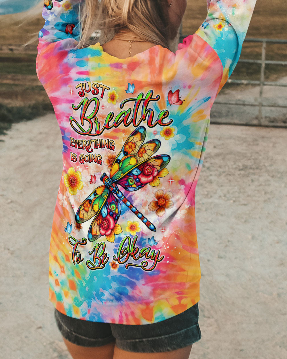 JUST BREATHE DRAGONFLY TIE DYE ALL OVER PRINT - TLNT2904251
