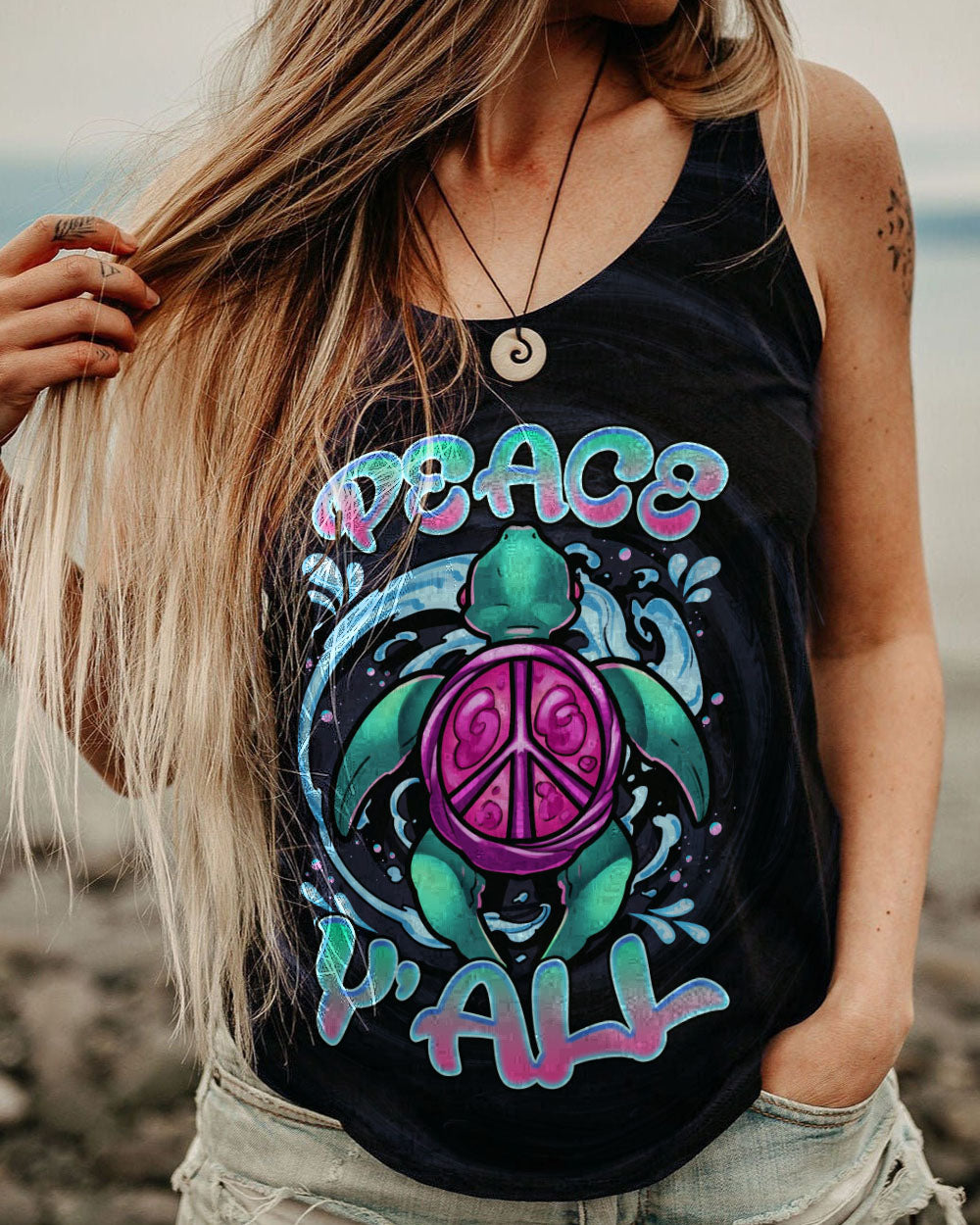 PEACE Y'ALL TURTLE ALL OVER PRINT - TLNZ0407231