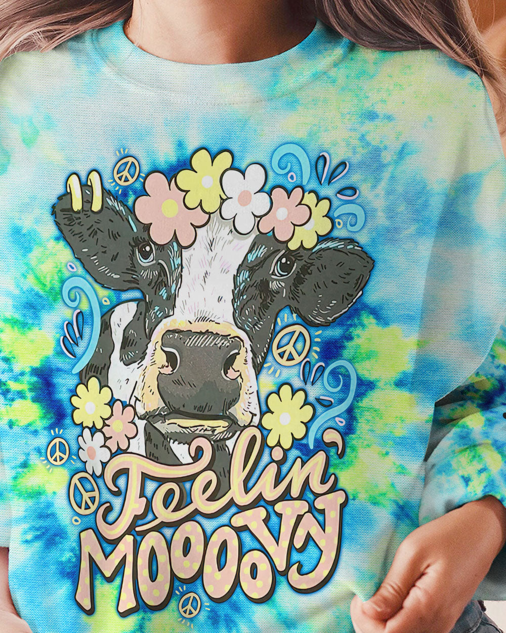 FEELING MOOVY COW TIE DYE ALL OVER PRINT - TLNZ0408232