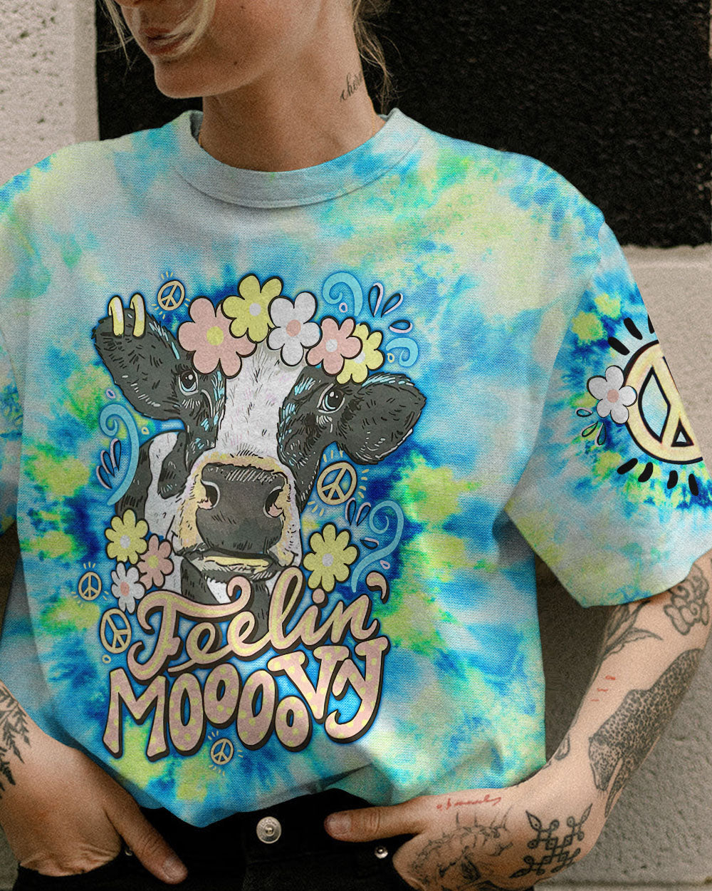 FEELING MOOVY COW TIE DYE ALL OVER PRINT - TLNZ0408232