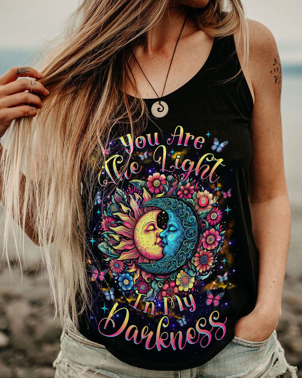 YOU ARE THE LIGHT IN MY DARKNESS SUN MOON FLOWER ALL OVER PRINT - TLNZ0606242