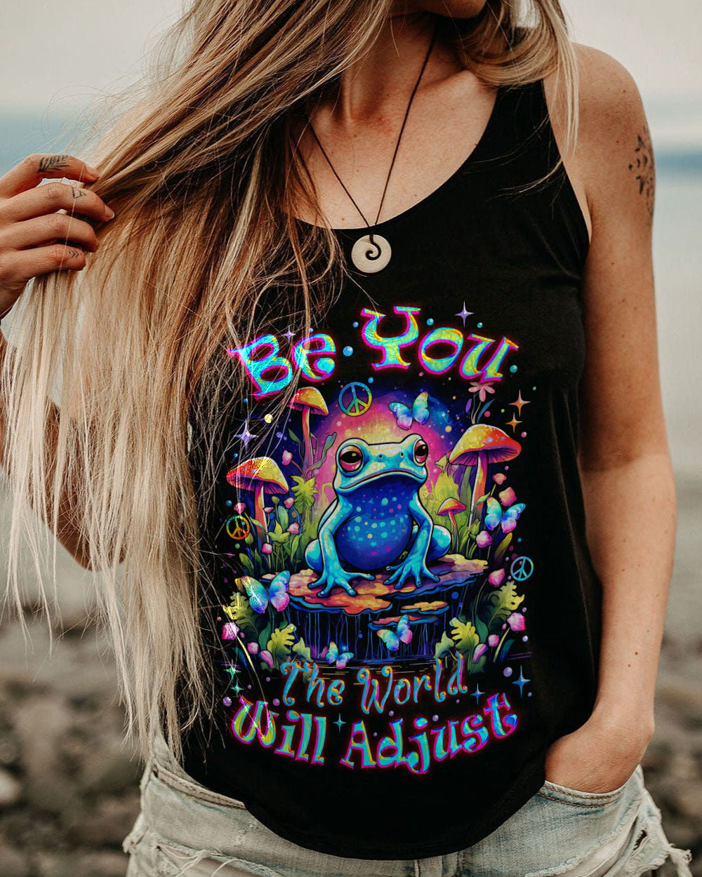 BE YOU THE WORLD WILL ADJUST FROG ALL OVER PRINT - TLNZ0612232