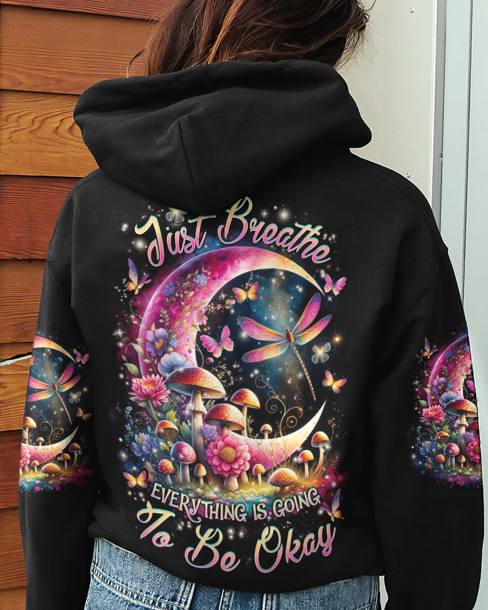 JUST BREATHE DRAGONFLY CRESCENT MOON ALL OVER PRINT - TLNZ0712234