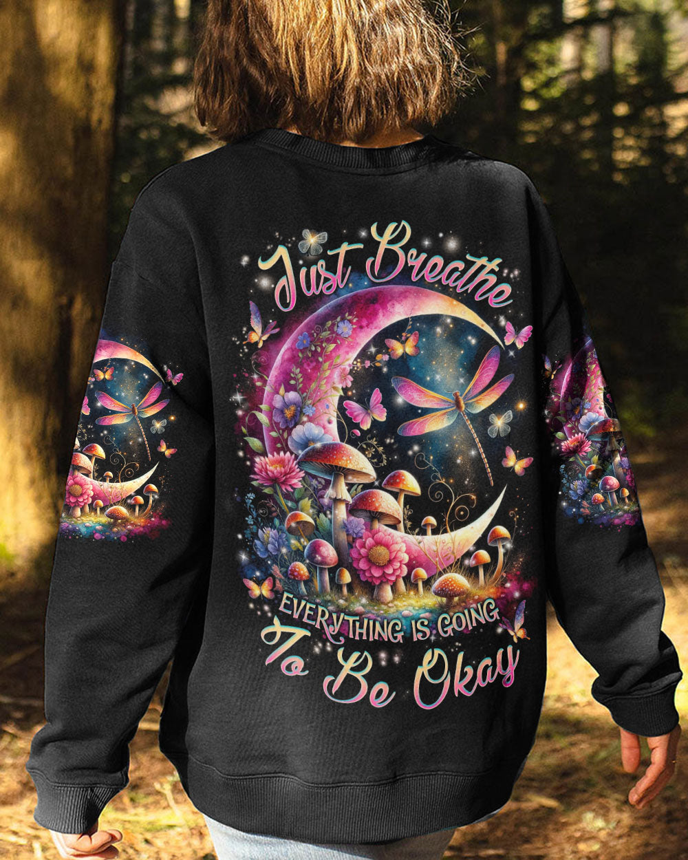 JUST BREATHE DRAGONFLY CRESCENT MOON ALL OVER PRINT - TLNZ0712234