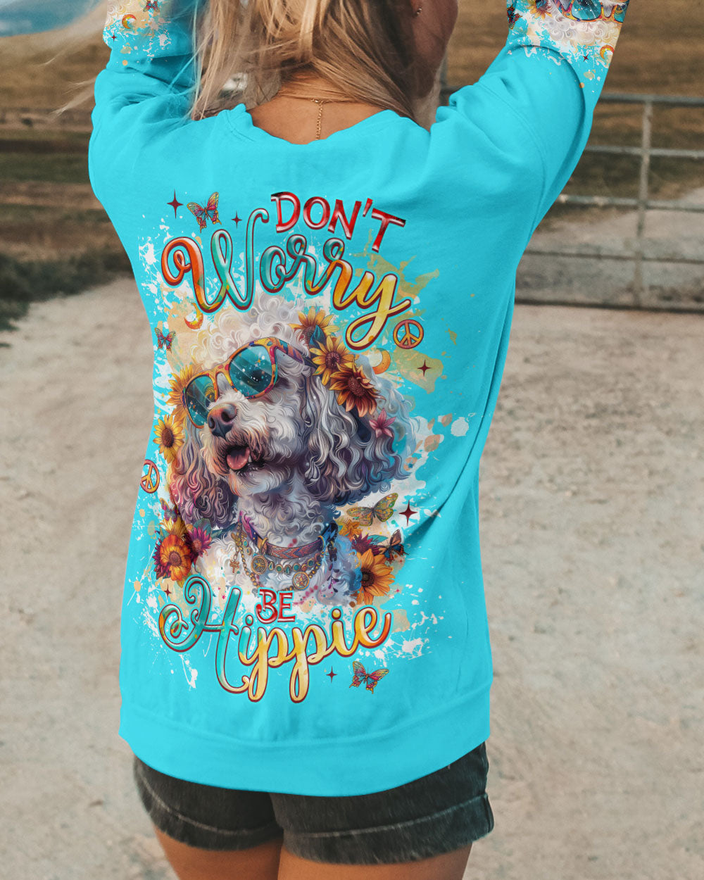 DON'T WORRY BE HIPPIE POODLE DOG ALL OVER PRINT - TLNZ0805243