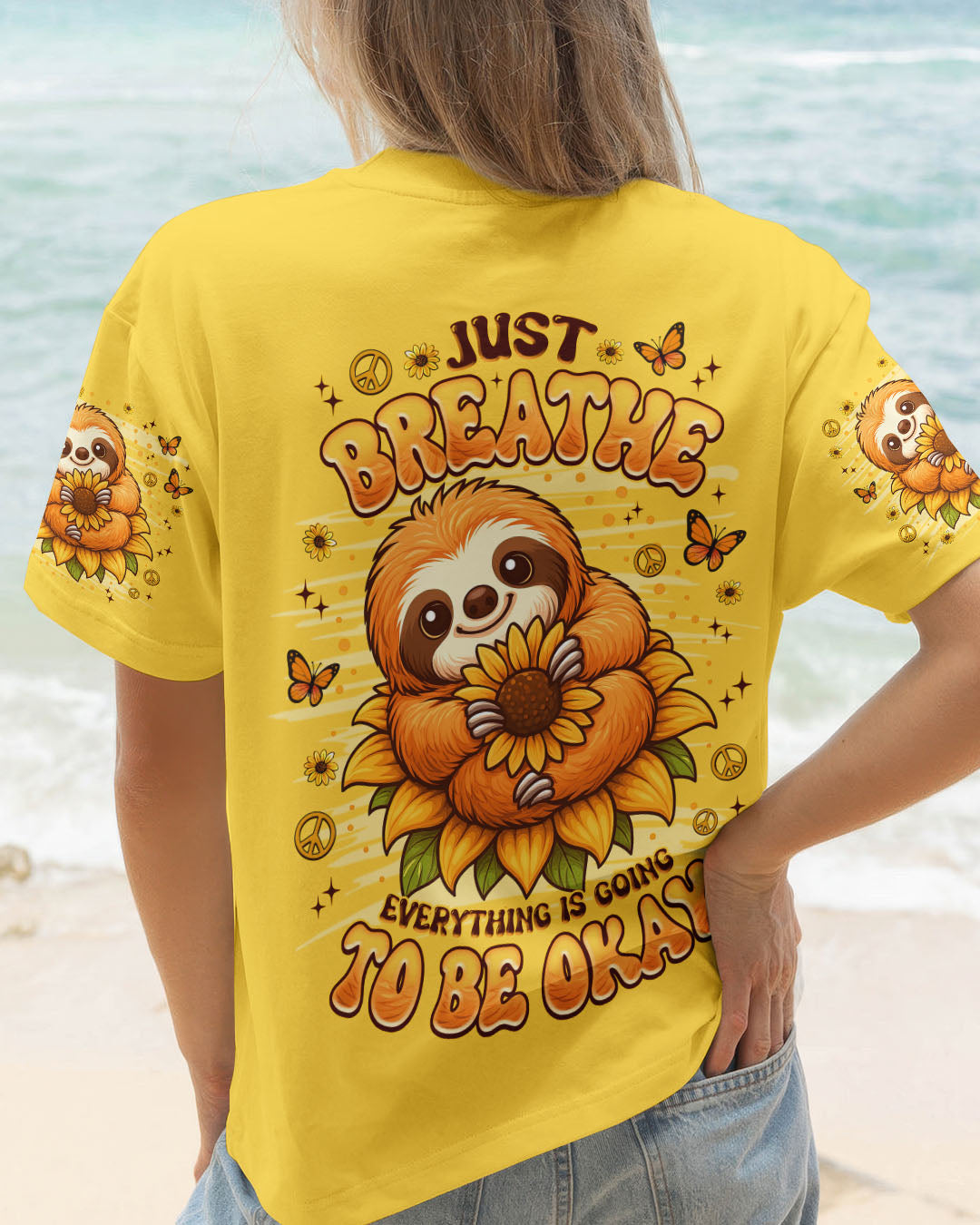 JUST BREATHE SLOTH SUNFLOWER ALL OVER PRINT - TLNZ0809253