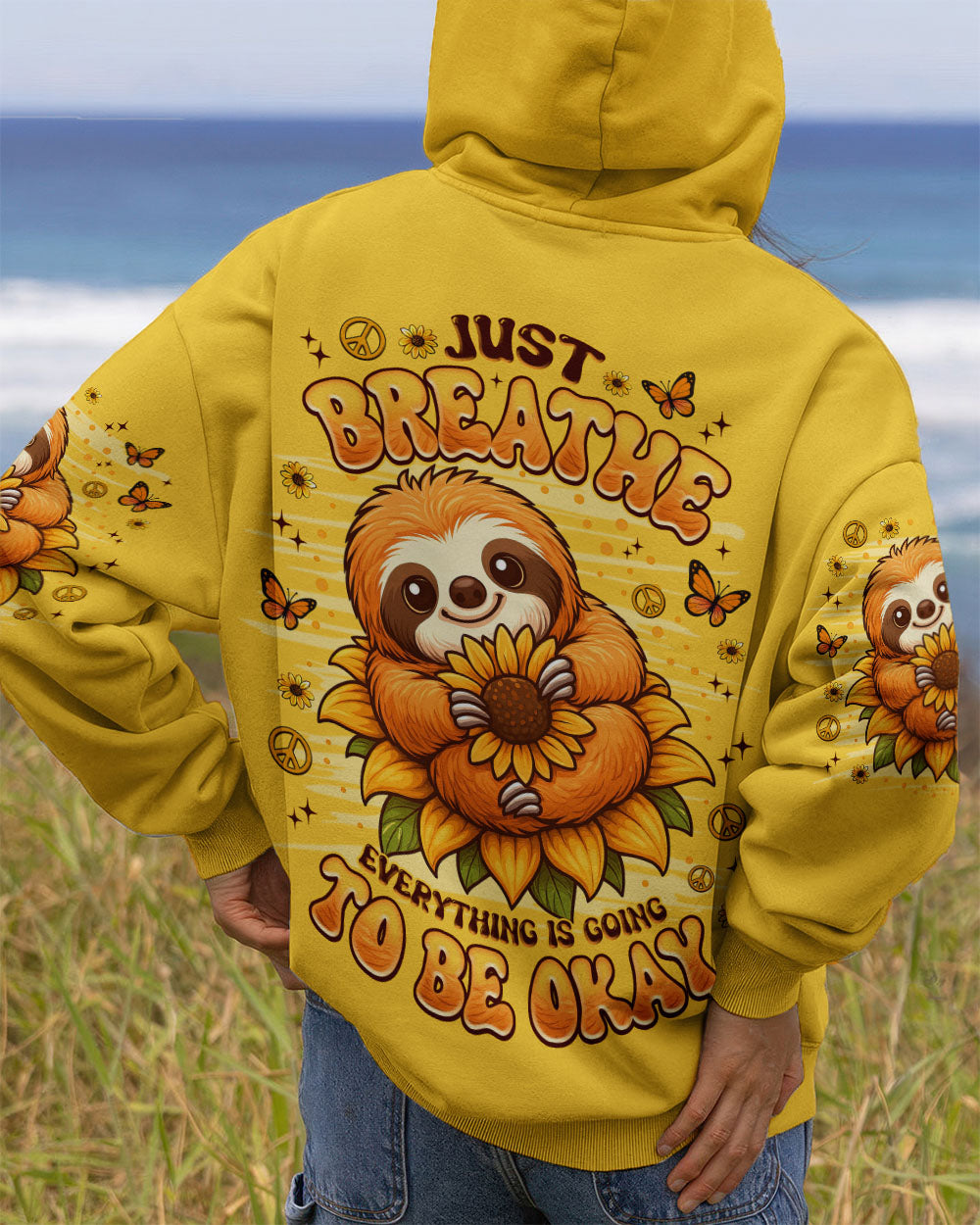 JUST BREATHE SLOTH SUNFLOWER ALL OVER PRINT - TLNZ0809253