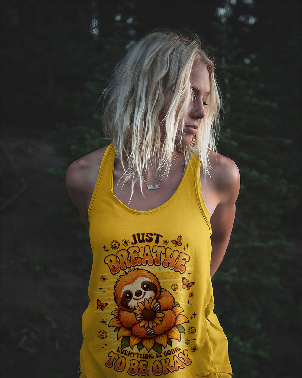 JUST BREATHE SLOTH SUNFLOWER ALL OVER PRINT - TLNZ0809253