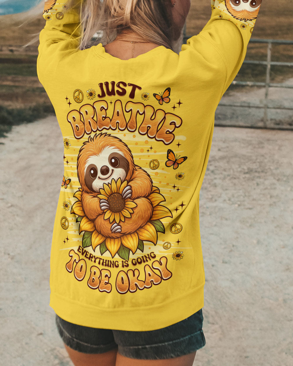 JUST BREATHE SLOTH SUNFLOWER ALL OVER PRINT - TLNZ0809253