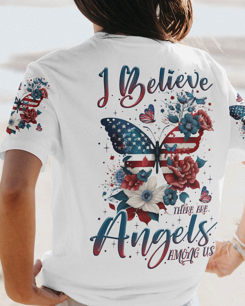 I BELIEVE THERE ARE ANGELS AMONG US BUTTERFLY FLAG ALL OVER PRINT - TLNZ1007232
