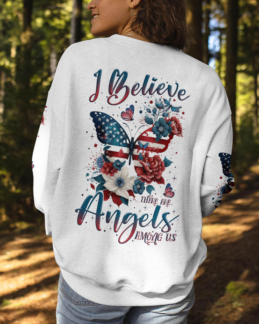 I BELIEVE THERE ARE ANGELS AMONG US BUTTERFLY FLAG ALL OVER PRINT - TLNZ1007232