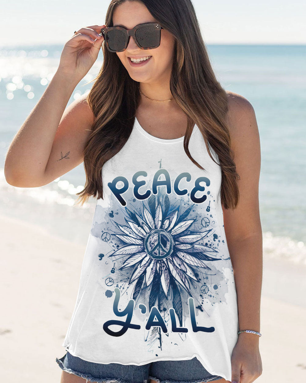 PEACE Y'ALL SUNFLOWER ALL OVER PRINT - TLNZ1206232
