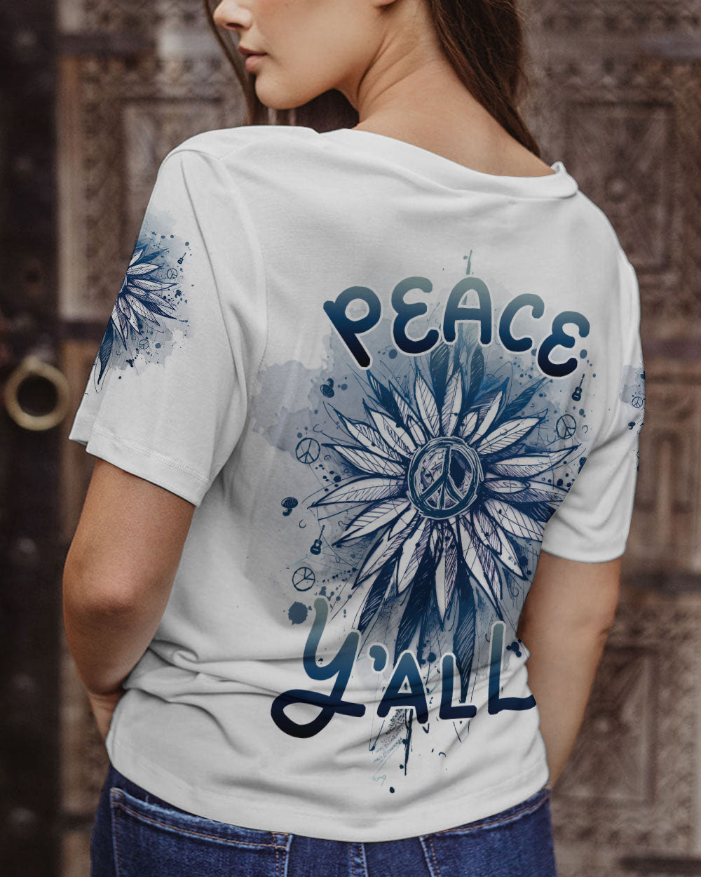 PEACE Y'ALL SUNFLOWER ALL OVER PRINT - TLNZ1206232