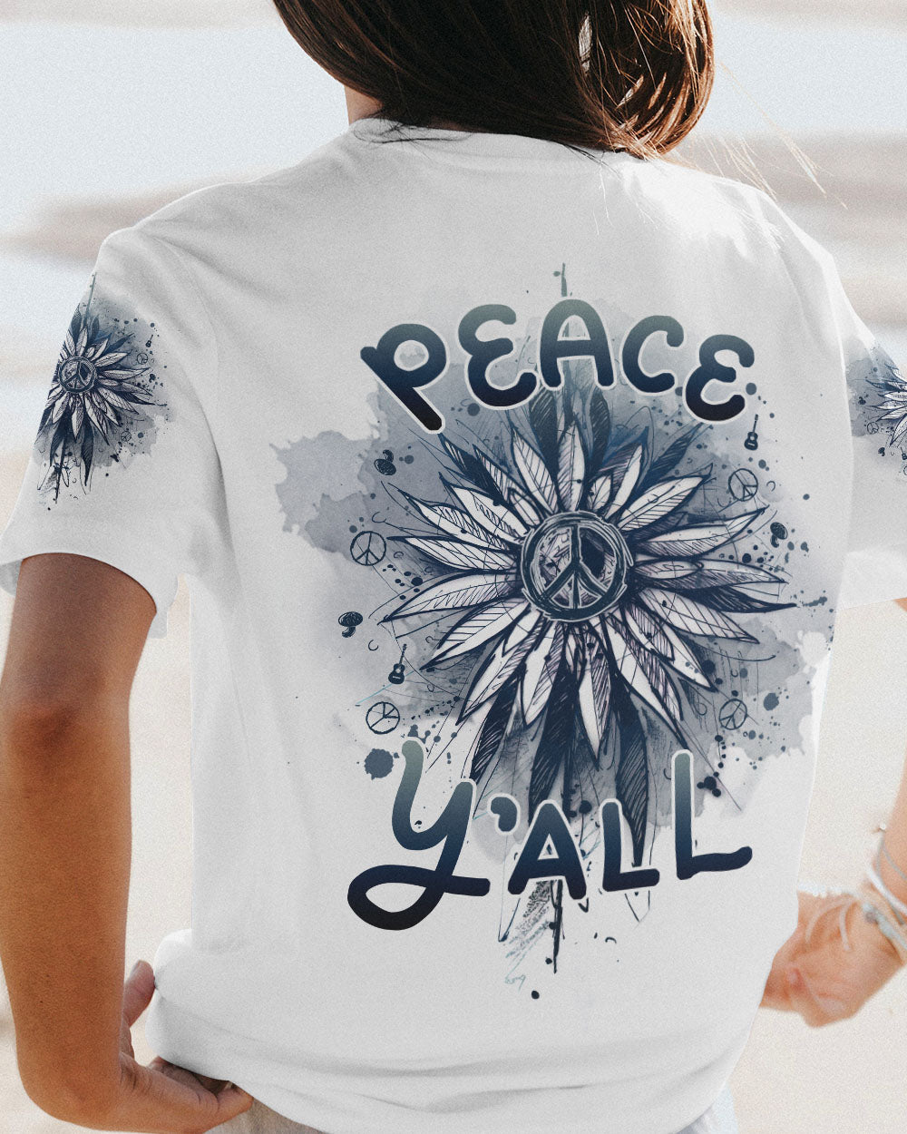 PEACE Y'ALL SUNFLOWER ALL OVER PRINT - TLNZ1206232