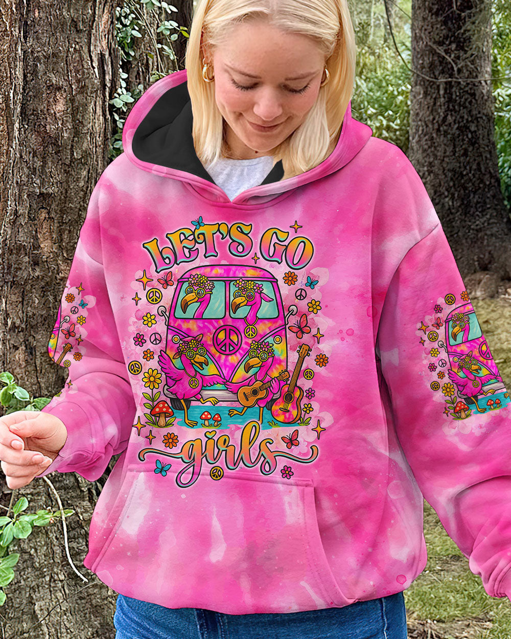 LET'S GO GIRLS FLAMINGO TIE DYE  ALL OVER PRINT  - TLNZ1305252