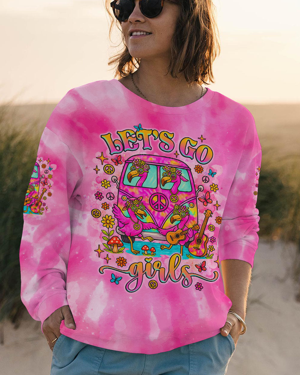 LET'S GO GIRLS FLAMINGO TIE DYE  ALL OVER PRINT  - TLNZ1305252